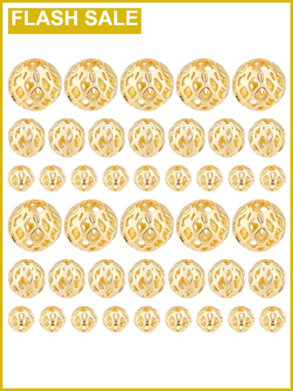 60pc 18k Gold Plated Brass Round Spacer Beads 4/6/8mm Jewelry DIY Crafts
